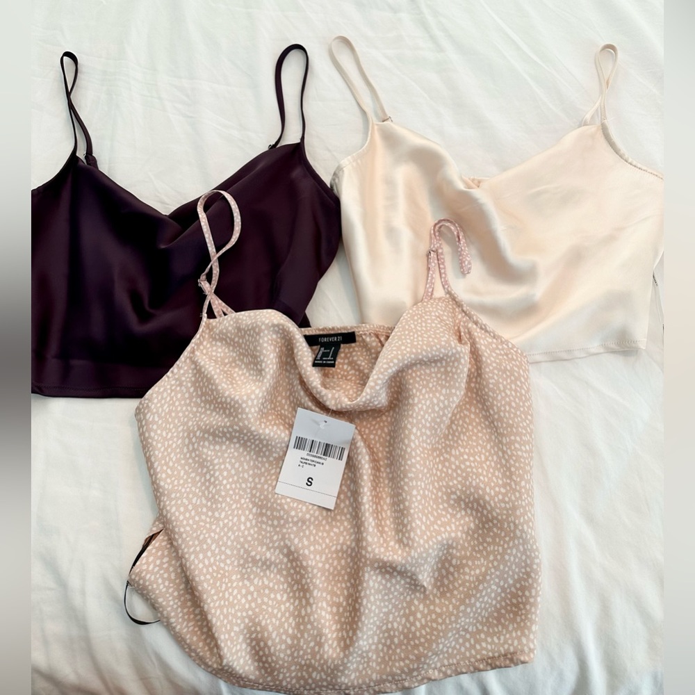 Satin cowl neck tank top